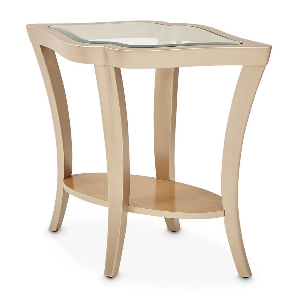 AICO by Michael Amini - Malibu Crest End Table with Glass Top - Chardonnay - N9007224-822 veiw 1