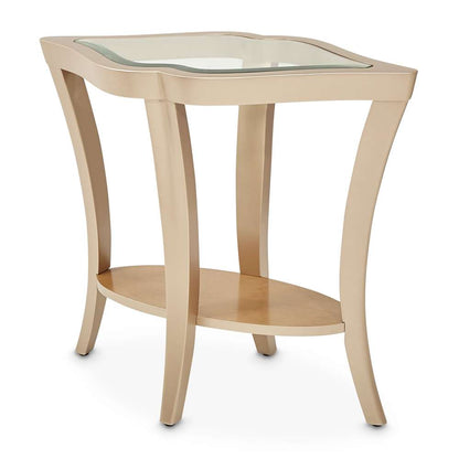 AICO by Michael Amini - Malibu Crest End Table with Glass Top - Chardonnay - N9007224-822 veiw 1