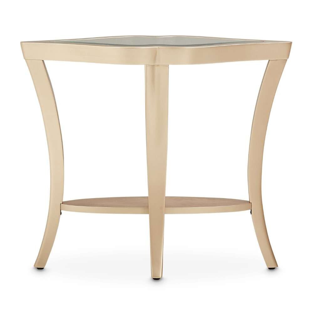 AICO by Michael Amini - Malibu Crest End Table with Glass Top - Chardonnay - N9007224-822 veiw 3