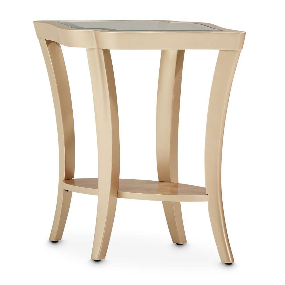 AICO by Michael Amini - Malibu Crest End Table with Glass Top - Chardonnay - N9007224-822 veiw 5