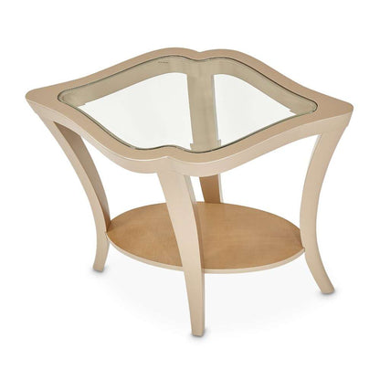 AICO by Michael Amini - Malibu Crest End Table with Glass Top - Chardonnay - N9007224-822 veiw 6