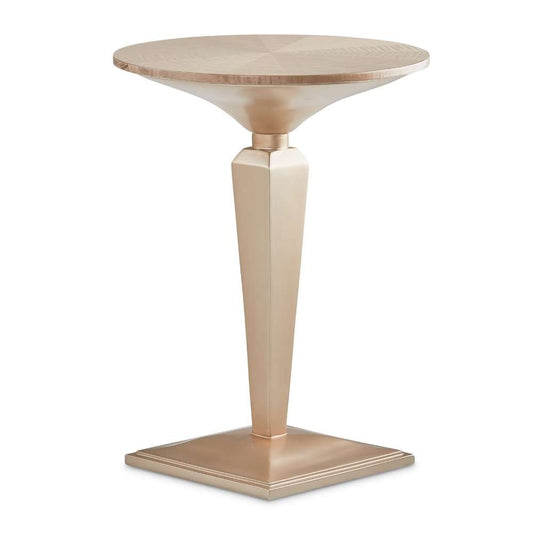 AICO by Michael Amini - Malibu Crest Round Pedestal Tea Table - Chardonnay - N9007225-822 veiw 1