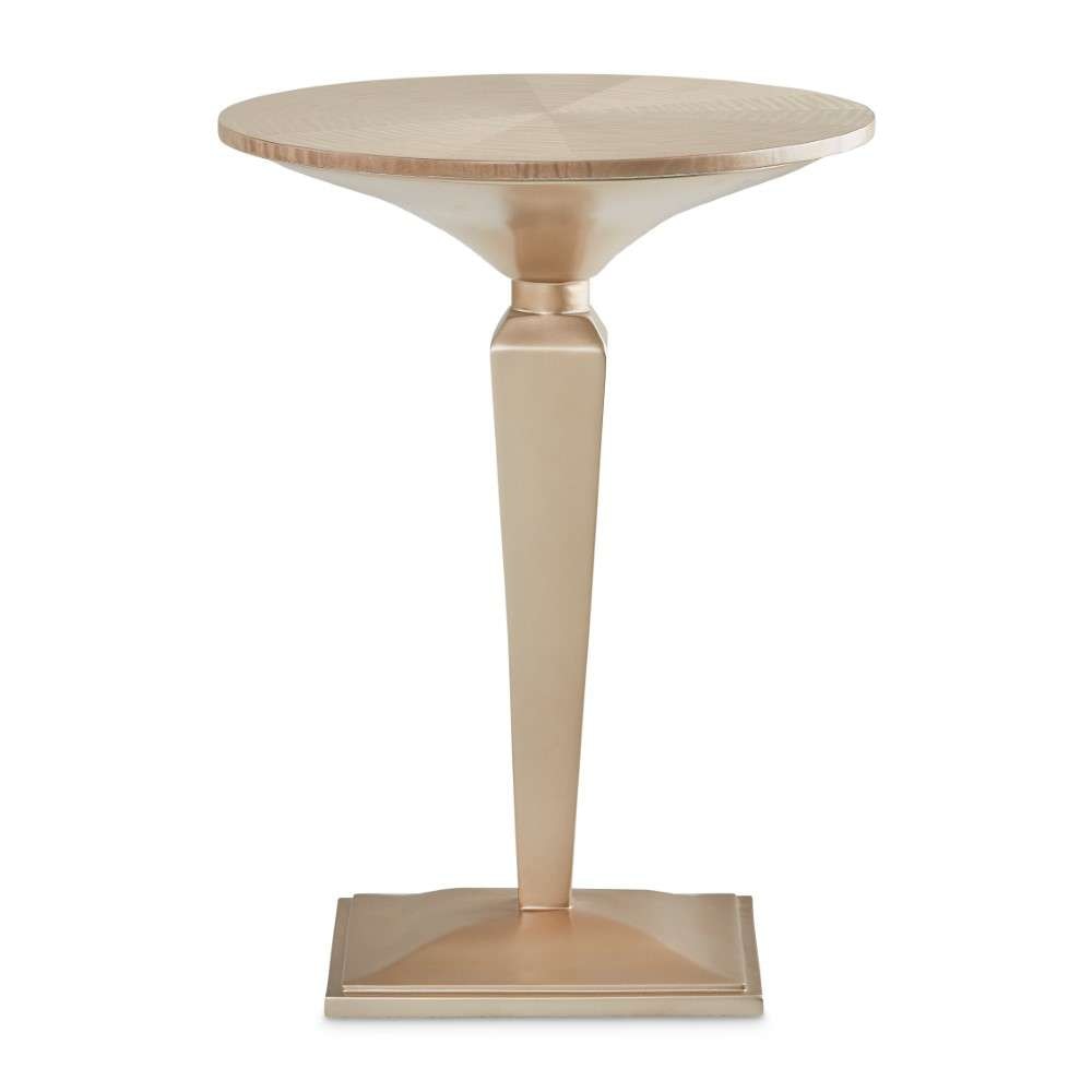 AICO by Michael Amini - Malibu Crest Round Pedestal Tea Table - Chardonnay - N9007225-822 veiw 3