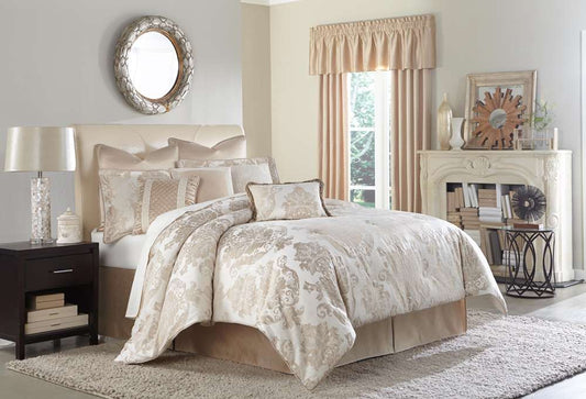 AICO by Michael Amini - Marbella 8-Piece Cal King Comforter Set - Sand - BKS-MRBLA-CK08-SND veiw 2