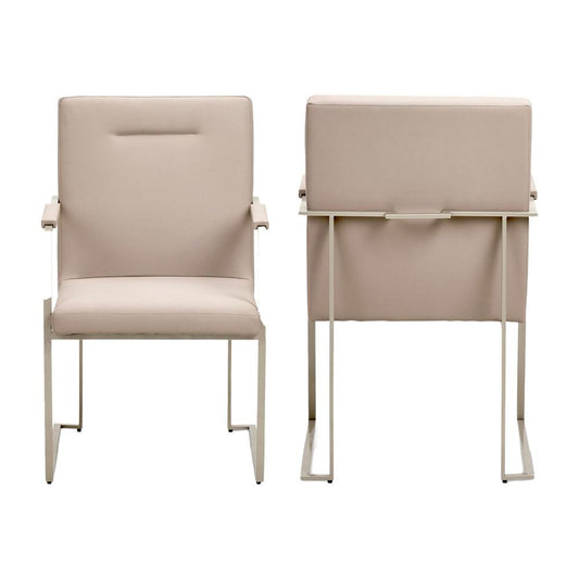 AICO by Michael Amini - Marin Dining Arm Chair - Set of 2 - Greige - NKI-MRIN004-139 veiw 1