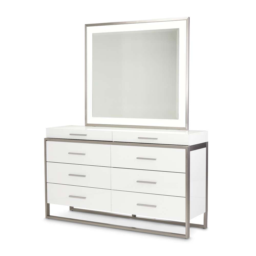AICO by Michael Amini - Marquee Dresser with Mirror - Cloud White - KI-MRQE050-260-108 veiw 1