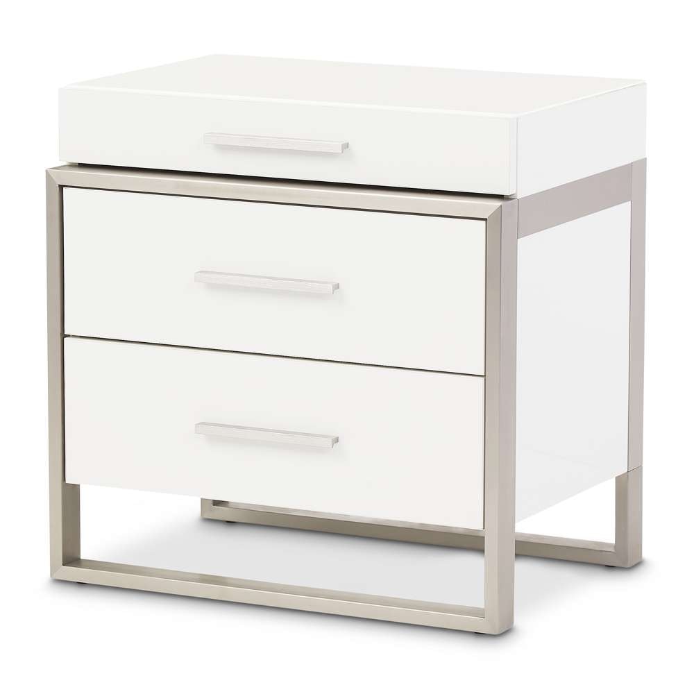 AICO by Michael Amini - Marquee Nightstand with LED Lights - Cloud White - KI-MRQE040-108 veiw 1