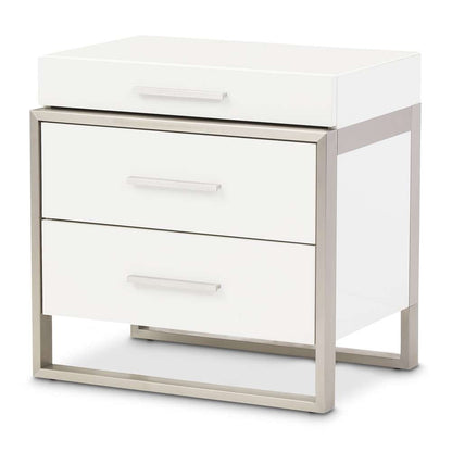 AICO by Michael Amini - Marquee Nightstand with LED Lights - Cloud White - KI-MRQE040-108 veiw 1