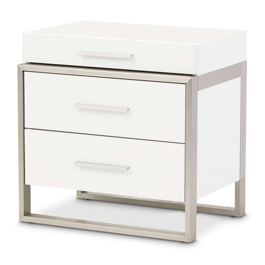 AICO by Michael Amini - Marquee Nightstand with LED Lights - Cloud White - KI-MRQE040-108 veiw 1
