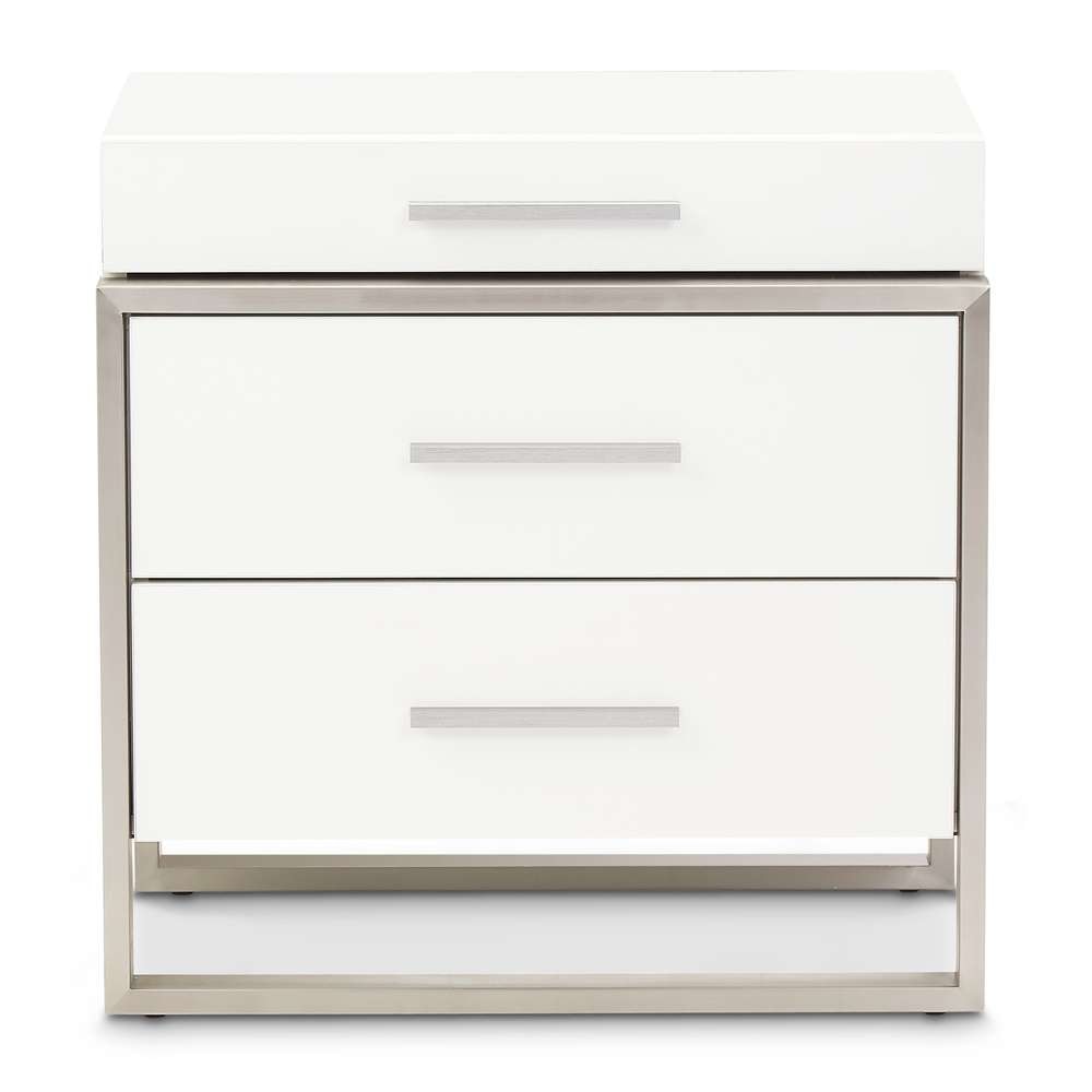 AICO by Michael Amini - Marquee Nightstand with LED Lights - Cloud White - KI-MRQE040-108 veiw 2