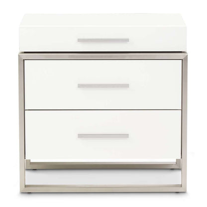 AICO by Michael Amini - Marquee Nightstand with LED Lights - Cloud White - KI-MRQE040-108 veiw 2
