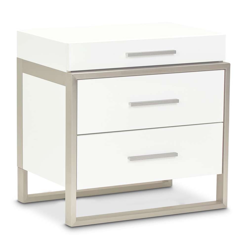 AICO by Michael Amini - Marquee Nightstand with LED Lights - Cloud White - KI-MRQE040-108 veiw 3