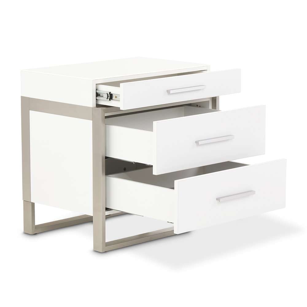 AICO by Michael Amini - Marquee Nightstand with LED Lights - Cloud White - KI-MRQE040-108 veiw 7