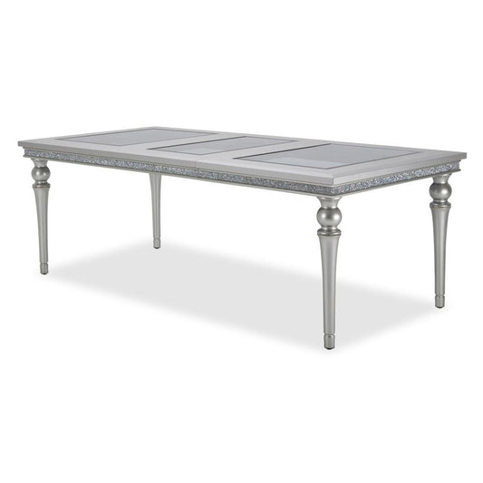 AICO by Michael Amini - Melrose Plaza 4 Leg Upholstered Dining Table in Dove - 9019000-118_CLOSEOUT veiw 2
