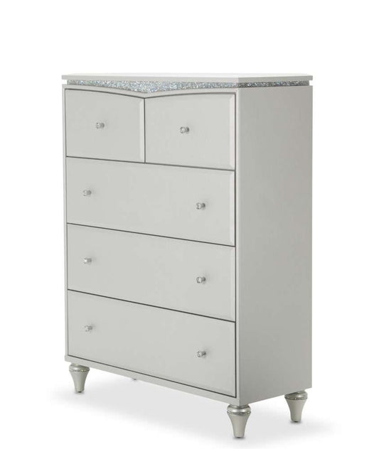 AICO by Michael Amini - Melrose Plaza Upholstered 5 Drawer Chest in Dove - 9019070-118_CLOSEOUT veiw 1
