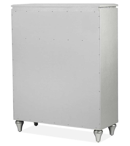 AICO by Michael Amini - Melrose Plaza Upholstered 5 Drawer Chest in Dove - 9019070-118_CLOSEOUT veiw 2