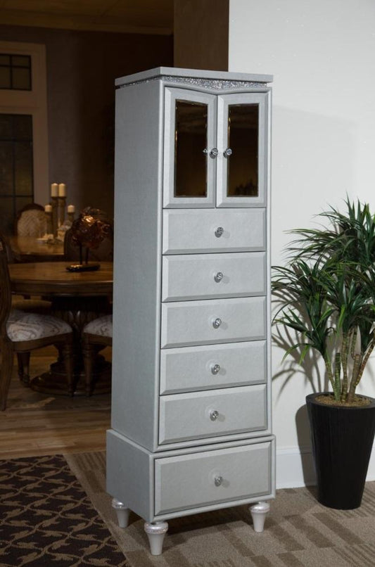 AICO by Michael Amini - Melrose Plaza Upholstered Swivel Lingerie Chest in Dove - 9019062-118_CLOSEOUT veiw 2