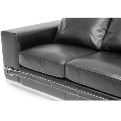AICO by Michael Amini - Mia Bella Ciras Leather Loveseat in Black - MB-CIRAS25-BLK-13 veiw 3