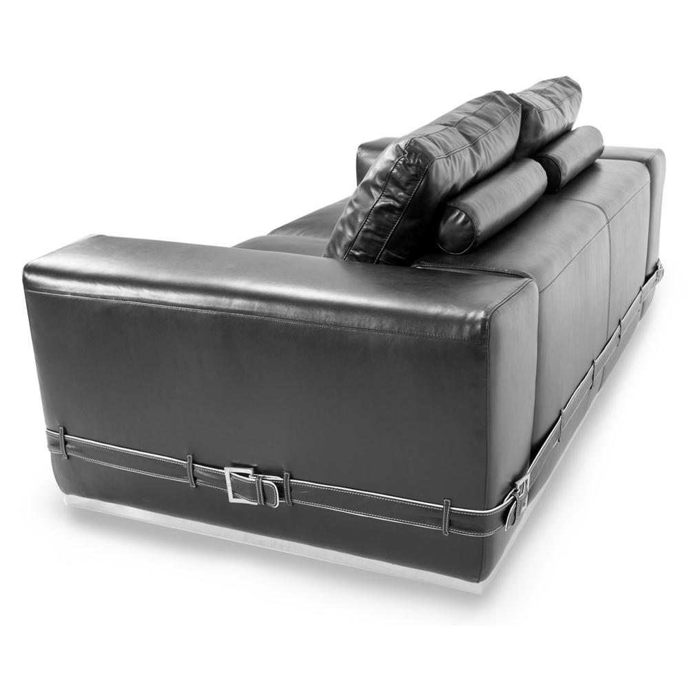 AICO by Michael Amini - Mia Bella Ciras Leather Loveseat in Black - MB-CIRAS25-BLK-13 veiw 4