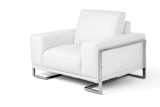 AICO by Michael Amini - Mia Bella Gianna Chair and a Half - White/Steel - MB-GIANN38-WHT-13 veiw 1