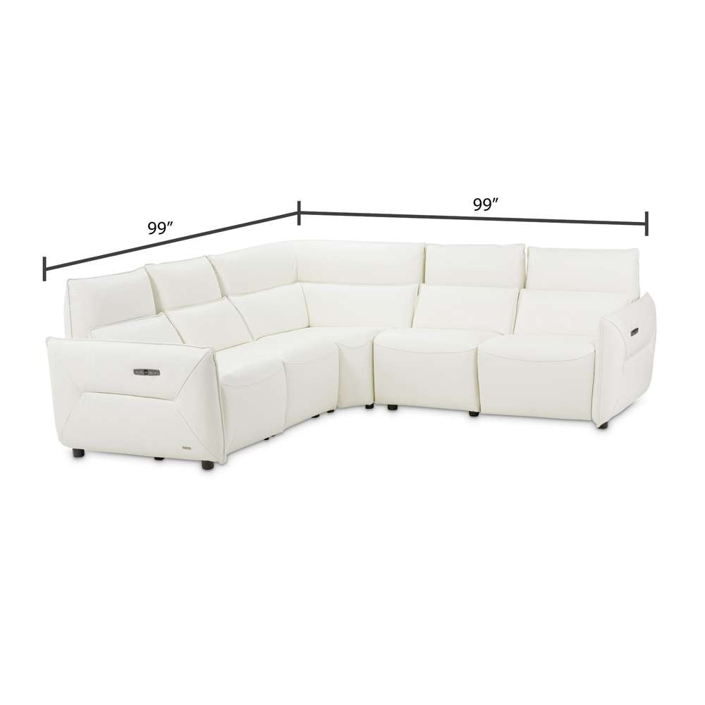 AICO by Michael Amini - Mia Bella Verona 5-Piece Sectional Sofa - Snow - MBLP-VRNA-WHT-5PCSET veiw 7