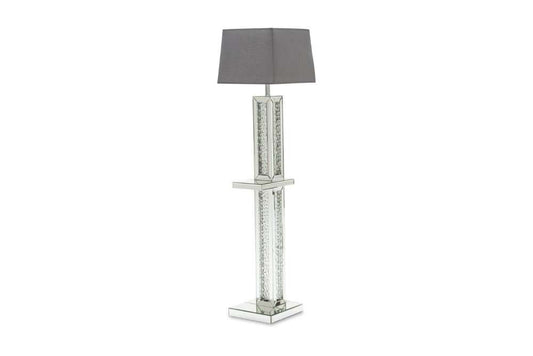 AICO by Michael Amini - Montreal - Mirrored Floor Lamp with Crystal Accents & Violet Rectangular Lamp Shade - FS-MNTRL191-194T veiw 1