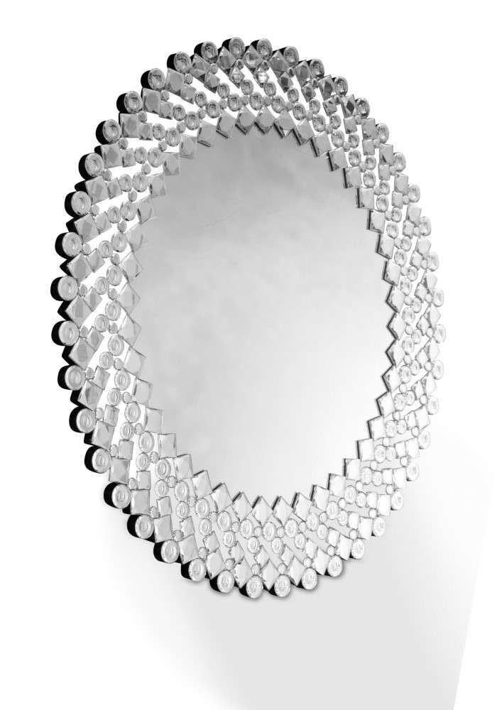AICO by Michael Amini - Montreal - Round Facet Silver Mirror - FS-MNTRL-8017 veiw 1