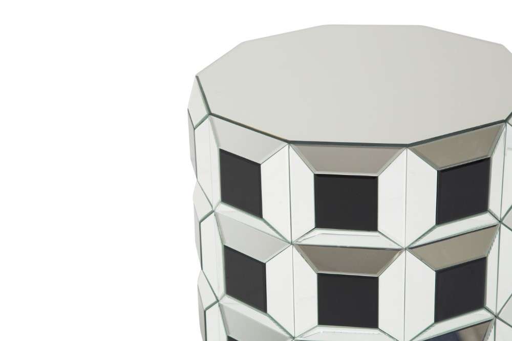 AICO by Michael Amini - Montreal - Round Silver Prisim Mirrored End Table - FS-MNTRL-1737 veiw 2