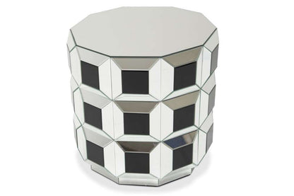 AICO by Michael Amini - Montreal - Round Silver Prisim Mirrored End Table - FS-MNTRL-1737 veiw 3