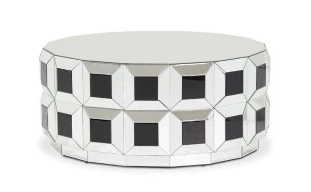 AICO by Michael Amini - Montreal - Round Silver Prism Mirrored Cocktail Table - FS-MNTRL-1736 veiw 1