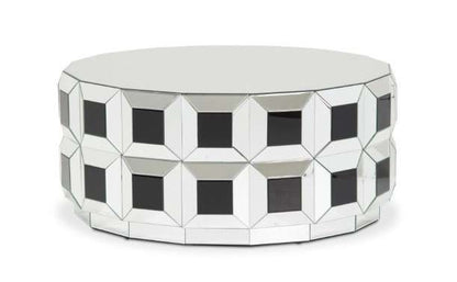 AICO by Michael Amini - Montreal - Round Silver Prism Mirrored Cocktail Table - FS-MNTRL-1736 veiw 1