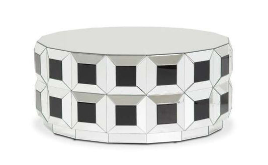 AICO by Michael Amini - Montreal - Round Silver Prism Mirrored Cocktail Table - FS-MNTRL-1736 veiw 1