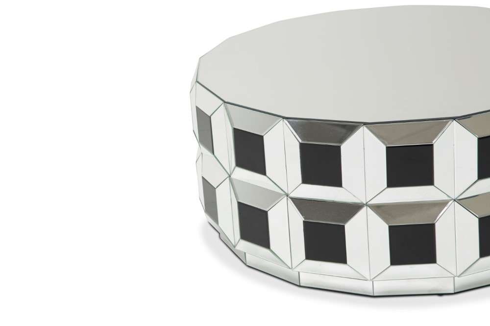 AICO by Michael Amini - Montreal - Round Silver Prism Mirrored Cocktail Table - FS-MNTRL-1736 veiw 2