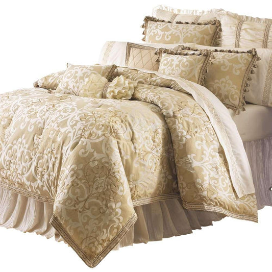 AICO by Michael Amini - Novella 10-Piece East King Comforter Set - Gold - BKS-NOVEL-EK10-GLD veiw 1