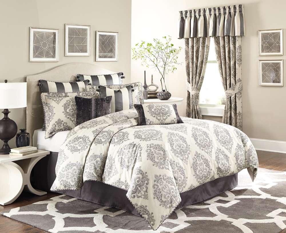 AICO by Michael Amini - Park Lane 6-Piece East King Comforter Set - Gray - BKS-PRKLN-EK06-GRY veiw 2