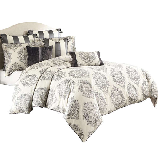 AICO by Michael Amini - Park Lane 9-Piece East King Comforter Set - Gray - BKS-PRKLN-EK09-GRY veiw 1