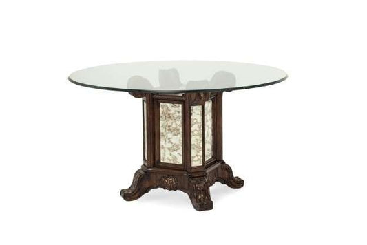 AICO by Michael Amini - Platine de Royale - 54 inch Round Glass Dining Table - Light Espresso - 09001RNDGL54-229 veiw 1