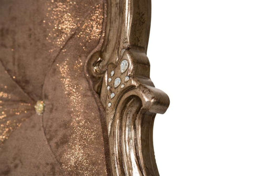 AICO by Michael Amini - Platine de Royale - Cal. King Panel Bed with Brown Fabric - Antique Platinum - 09000LCKPL3BF-101_CLOSEOUT veiw 2