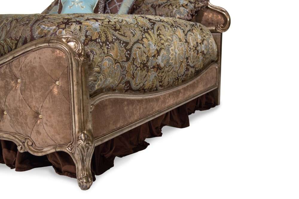 AICO by Michael Amini - Platine de Royale - Cal. King Panel Bed with Brown Fabric - Antique Platinum - 09000LCKPL3BF-101_CLOSEOUT veiw 5