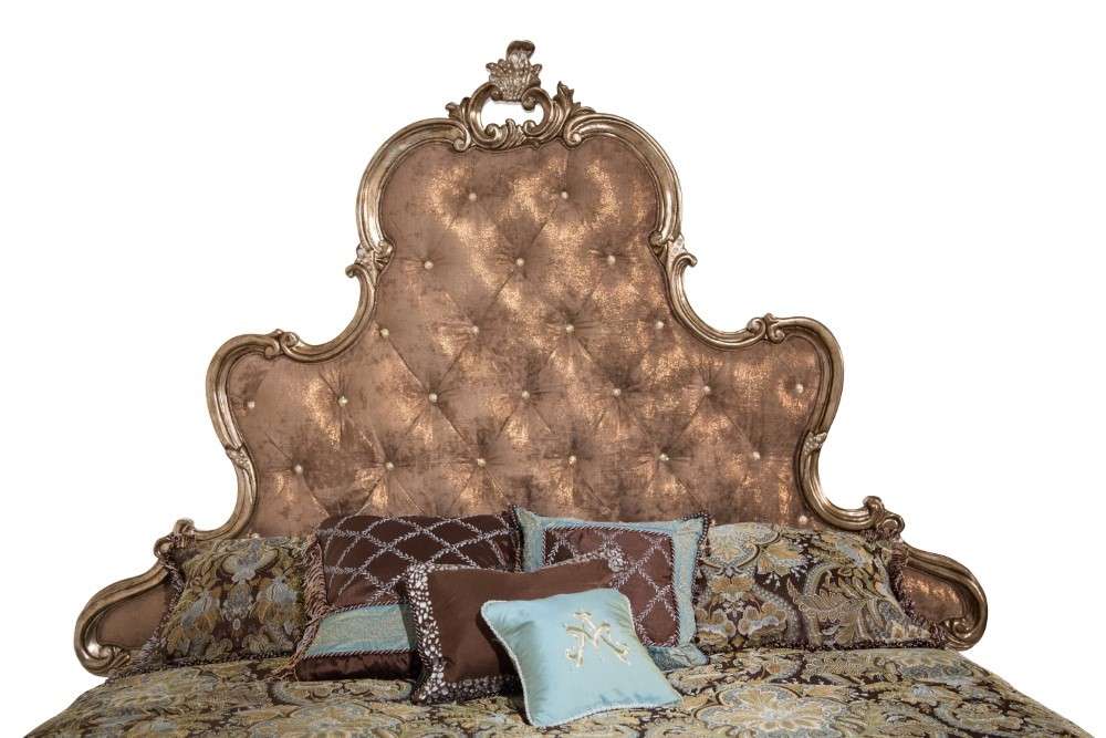 AICO by Michael Amini - Platine de Royale - Cal. King Panel Bed with Brown Fabric - Antique Platinum - 09000LCKPL3BF-101_CLOSEOUT veiw 6