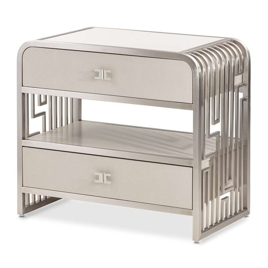 AICO by Michael Amini - Roxbury Park Metal Nightstand - Stainless Steel - N9006042-13 veiw 1