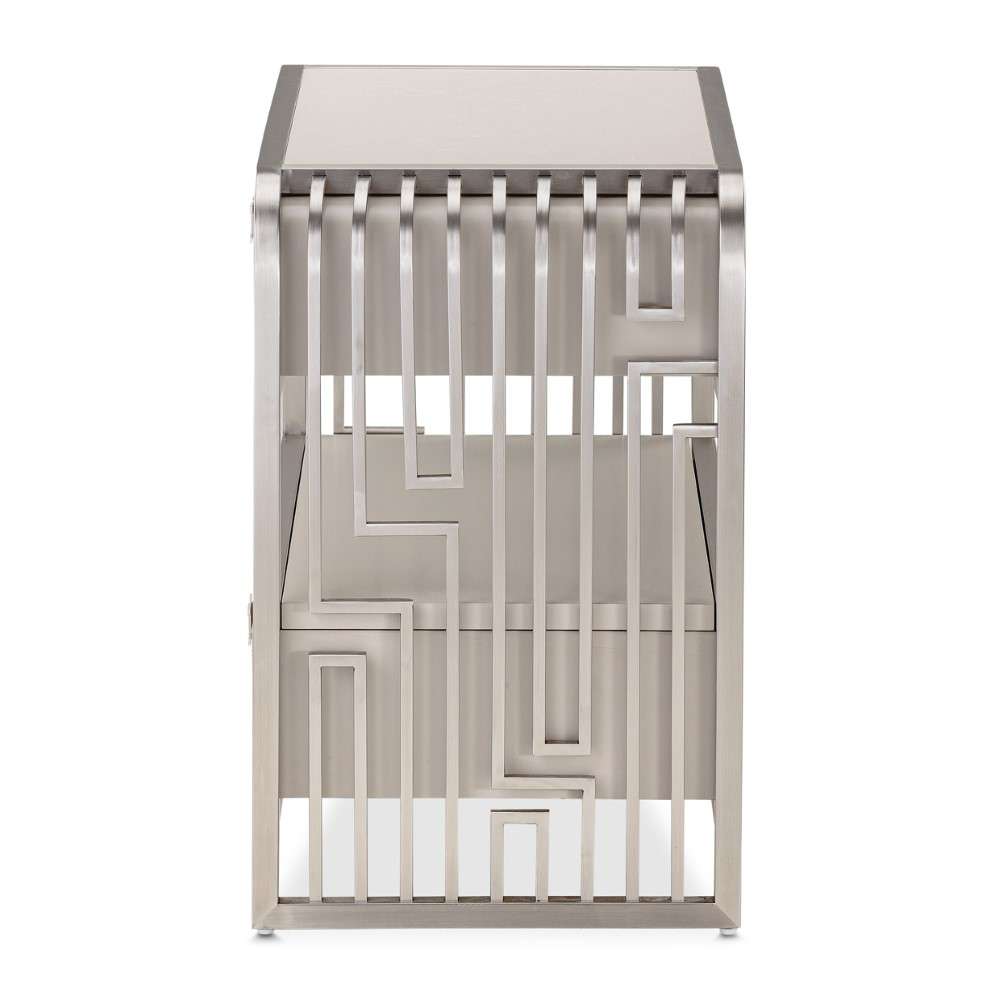 AICO by Michael Amini - Roxbury Park Metal Nightstand - Stainless Steel - N9006042-13 veiw 7