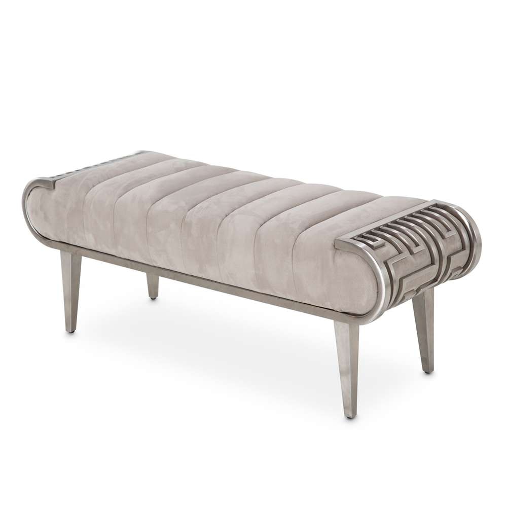 AICO by Michael Amini - Roxbury Park Tufted Bench - Stainless Steel - N9006904-13 veiw 1