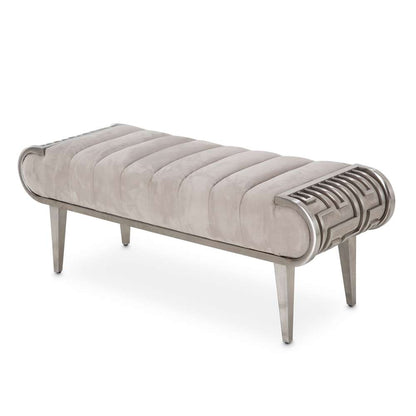 AICO by Michael Amini - Roxbury Park Tufted Bench - Stainless Steel - N9006904-13 veiw 1
