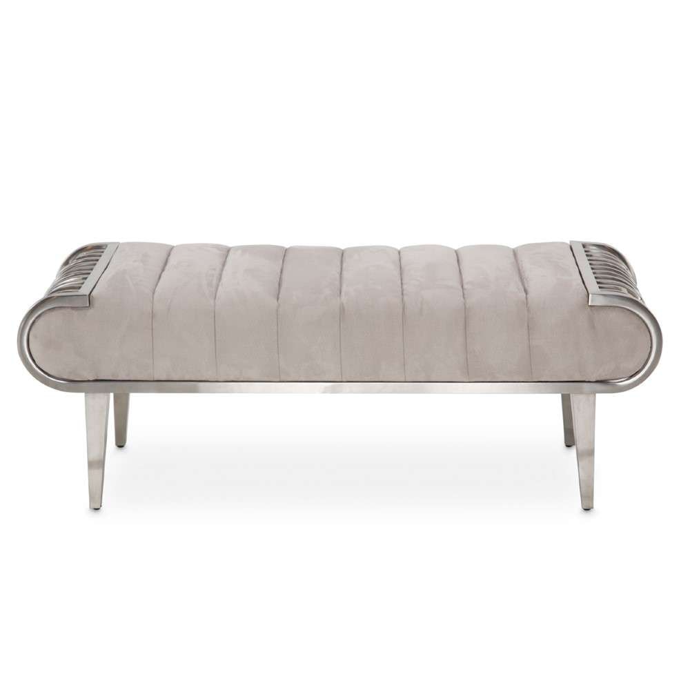 AICO by Michael Amini - Roxbury Park Tufted Bench - Stainless Steel - N9006904-13 veiw 2