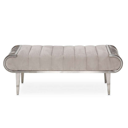 AICO by Michael Amini - Roxbury Park Tufted Bench - Stainless Steel - N9006904-13 veiw 2
