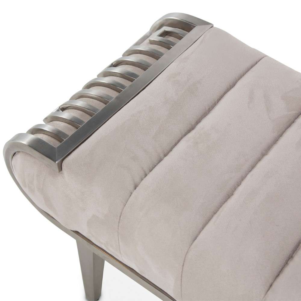 AICO by Michael Amini - Roxbury Park Tufted Bench - Stainless Steel - N9006904-13 veiw 3