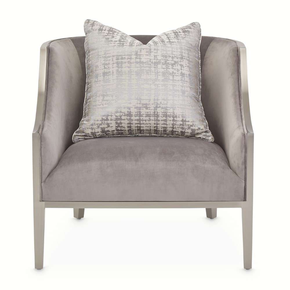 AICO by Michael Amini - Roxbury Park Velvet Accent Chair - Gray Pearl/Stainless Steel - N9006834-GRPRL-13 veiw 2