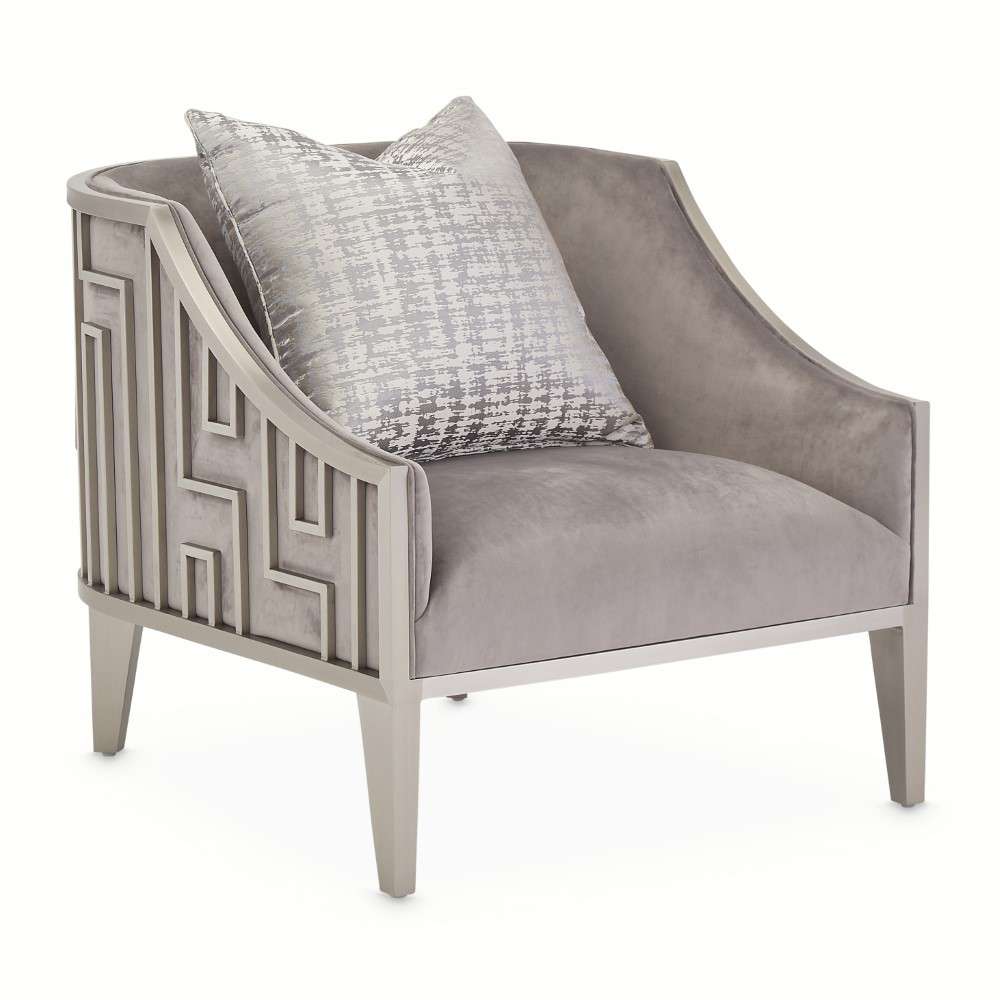 AICO by Michael Amini - Roxbury Park Velvet Accent Chair - Gray Pearl/Stainless Steel - N9006834-GRPRL-13 veiw 3