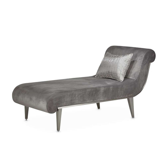 AICO by Michael Amini - Roxbury Park Velvet Chaise - Gray Pearl/Stainless Steel - N9006841-GRPRL-13 veiw 1
